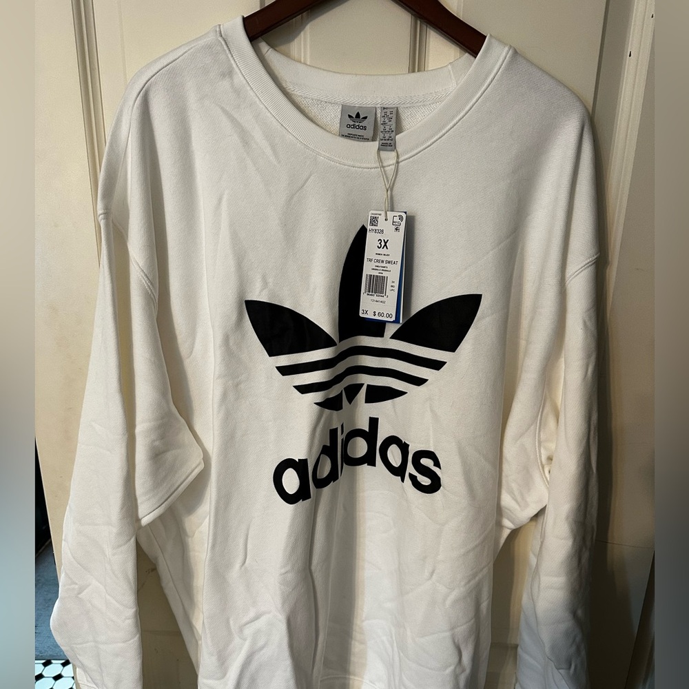 3X Adidas White Crew Sweatshirt